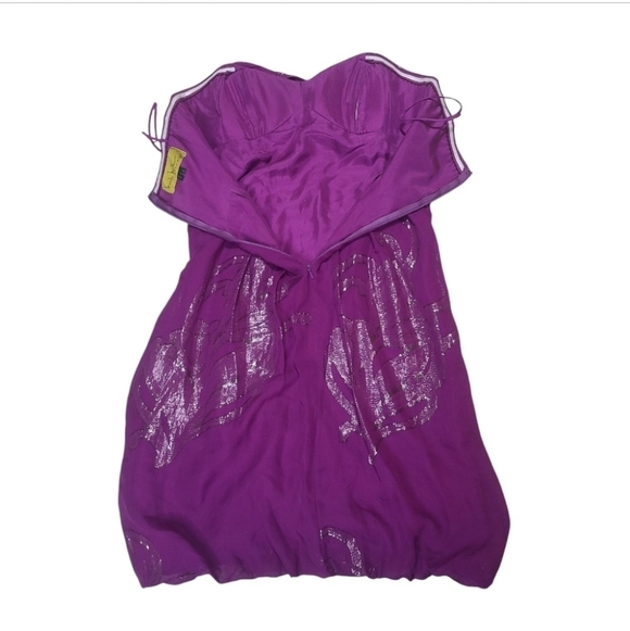 Nicole Miller Diossa Luna Strapless Mini Dress Magenta Purple Size 0 - Picture 11 of 14